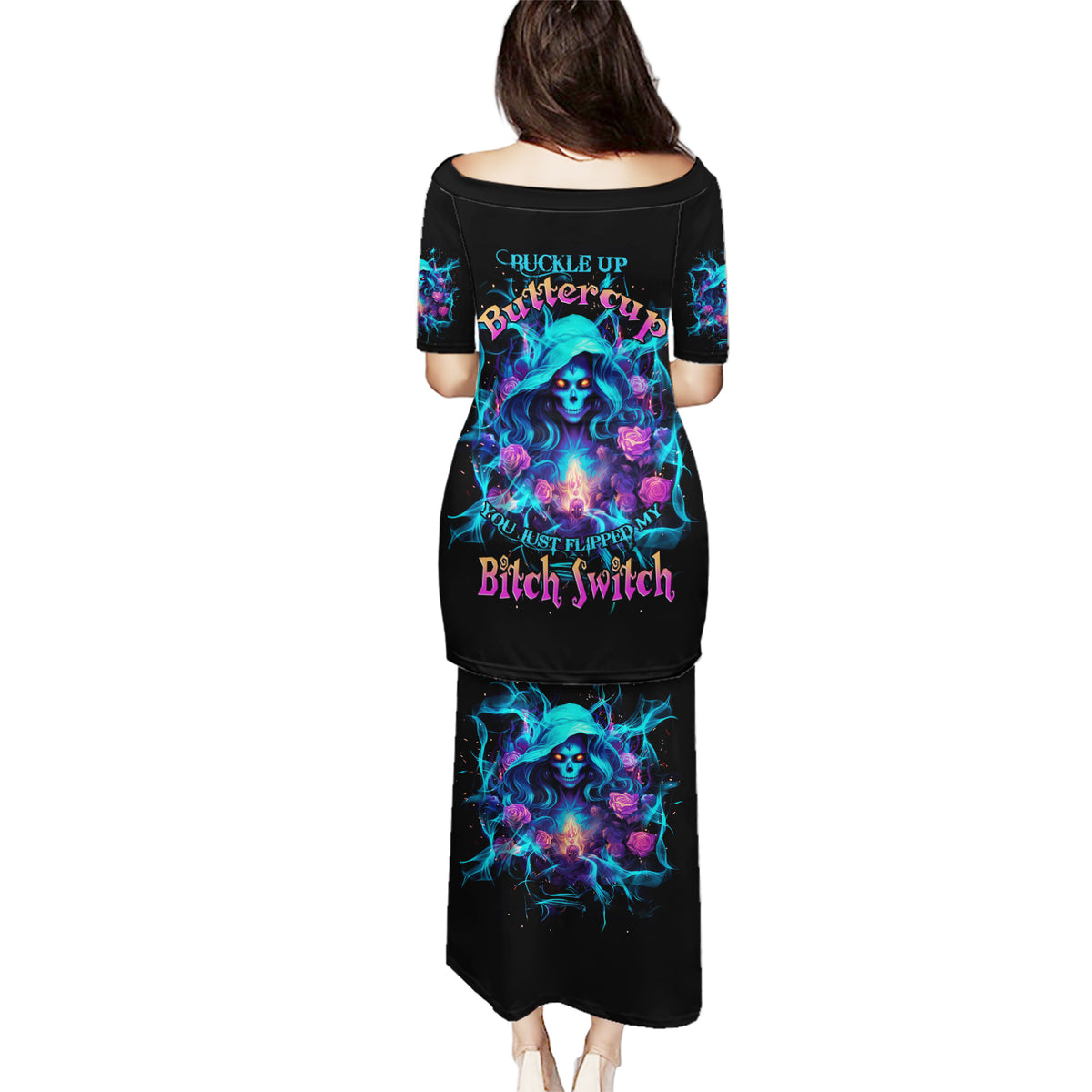 Witch Skull Puletasi I'm A Good Person But Don't Give Me A Reason To Show My Evel Side - Wonder Print Shop