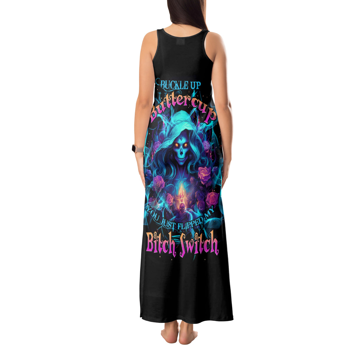 Witch Skull Tank Maxi Dress I'm A Good Person But Don't Give Me A Reason To Show My Evel Side - Wonder Print Shop