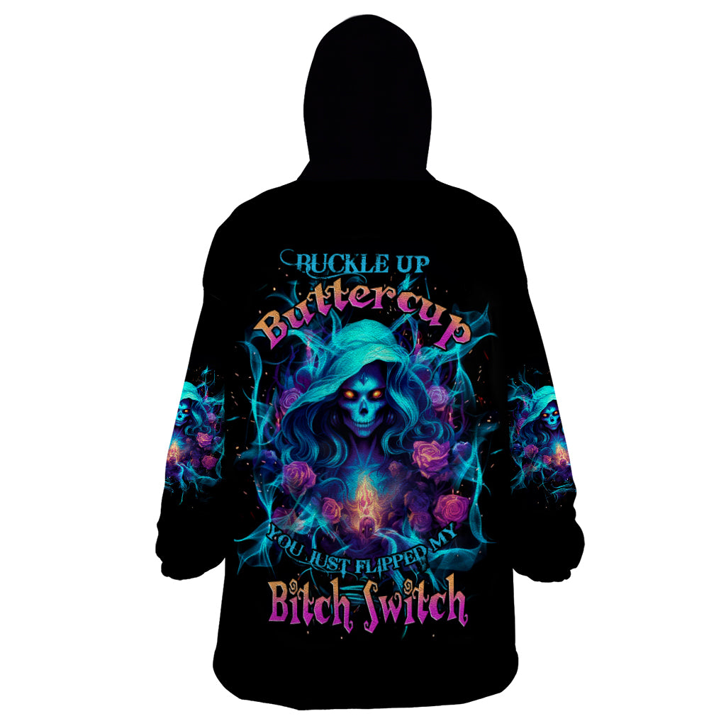 Witch Skull Wearable Blanket Hoodie I'm A Good Person But Don't Give Me A Reason To Show My Evel Side - Wonder Print Shop
