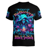 Witch Skull Women V Neck T Shirt I'm A Good Person But Don't Give Me A Reason To Show My Evel Side - Wonder Print Shop