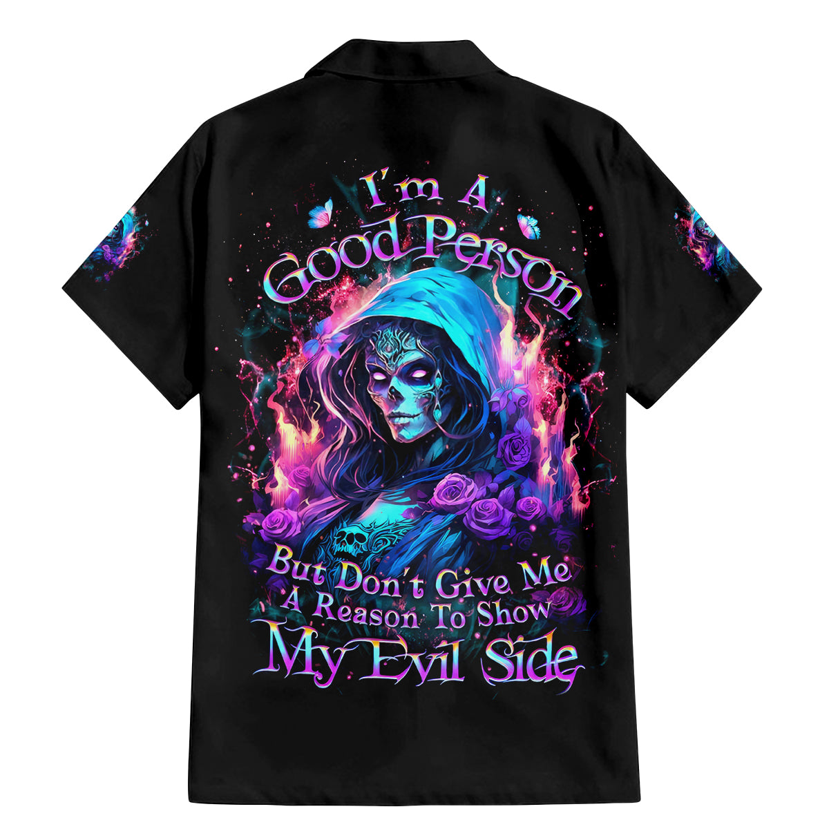 Lady Skull Family Matching Mermaid Dress and Hawaiian Shirt The Good Girl In Me Got Tired Of The Bullshit - Wonder Print Shop