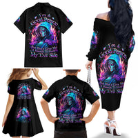 Lady Skull Family Matching Off Shoulder Long Sleeve Dress and Hawaiian Shirt The Good Girl In Me Got Tired Of The Bullshit - Wonder Print Shop