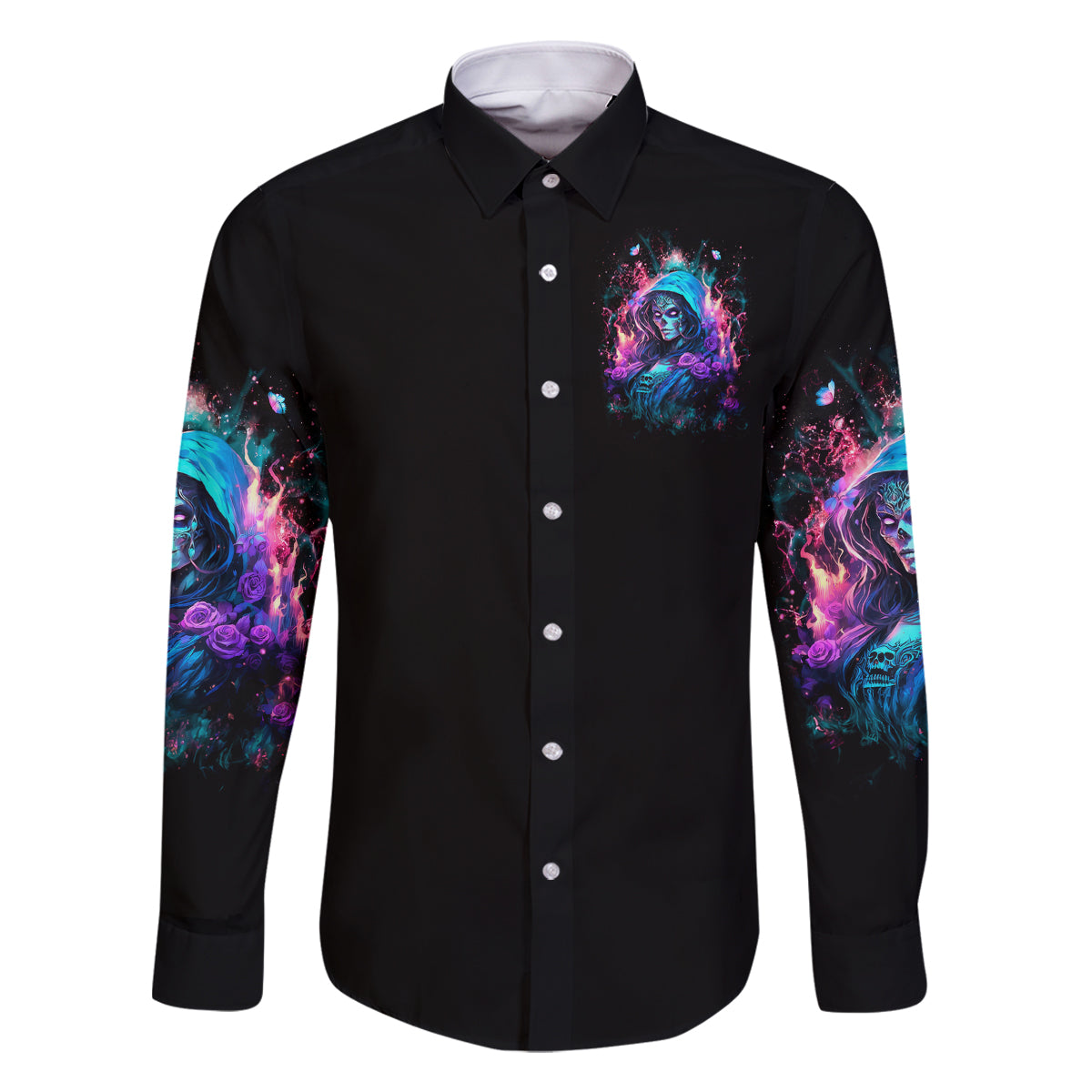 Lady Skull Family Matching Off Shoulder Short Dress and Hawaiian Shirt The Good Girl In Me Got Tired Of The Bullshit - Wonder Print Shop