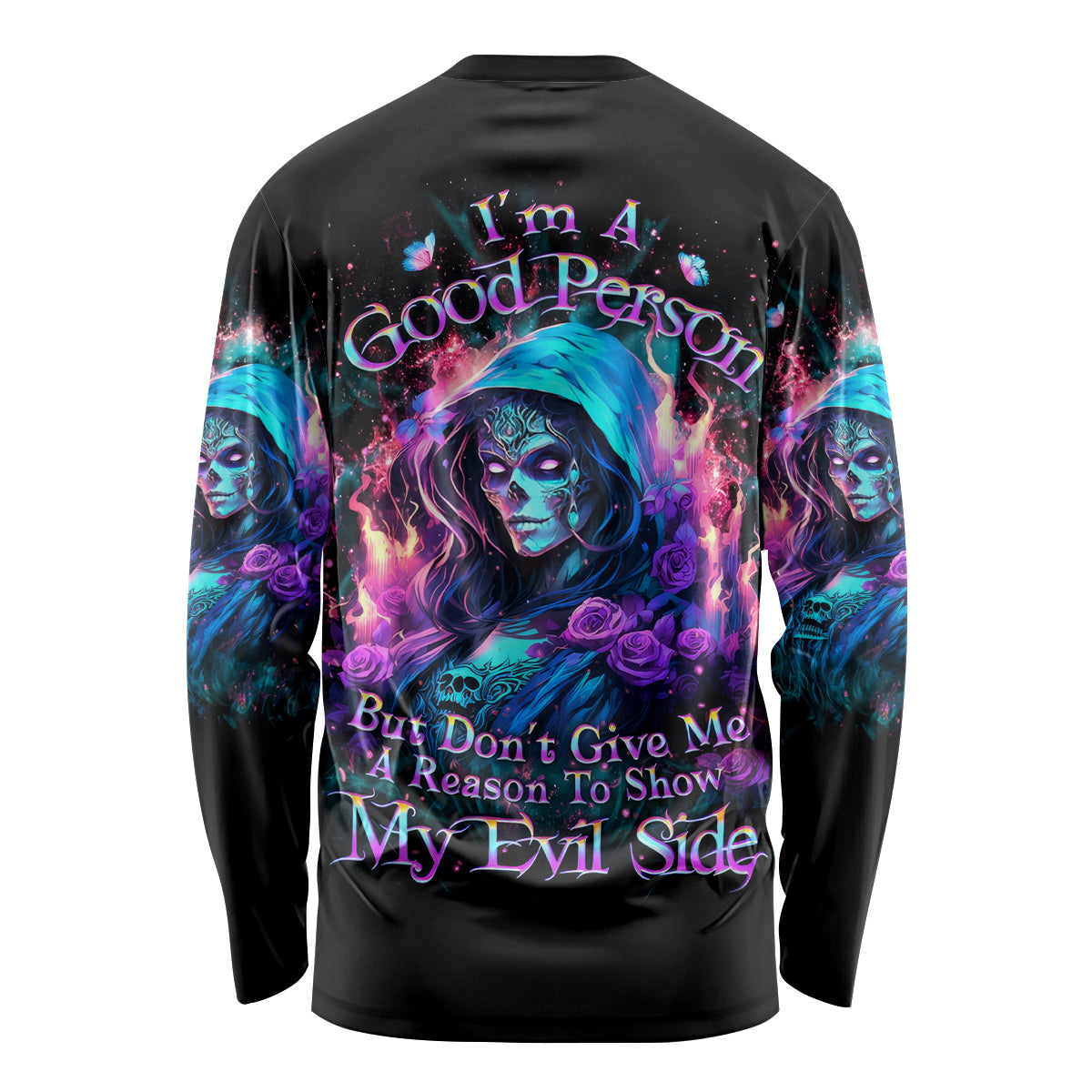 Lady Skull Long Sleeve Shirt The Good Girl In Me Got Tired Of The Bullshit - Wonder Print Shop