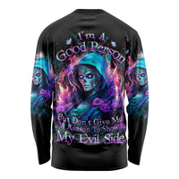 Lady Skull Long Sleeve Shirt The Good Girl In Me Got Tired Of The Bullshit - Wonder Print Shop