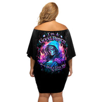 Lady Skull Off Shoulder Short Dress The Good Girl In Me Got Tired Of The Bullshit - Wonder Print Shop