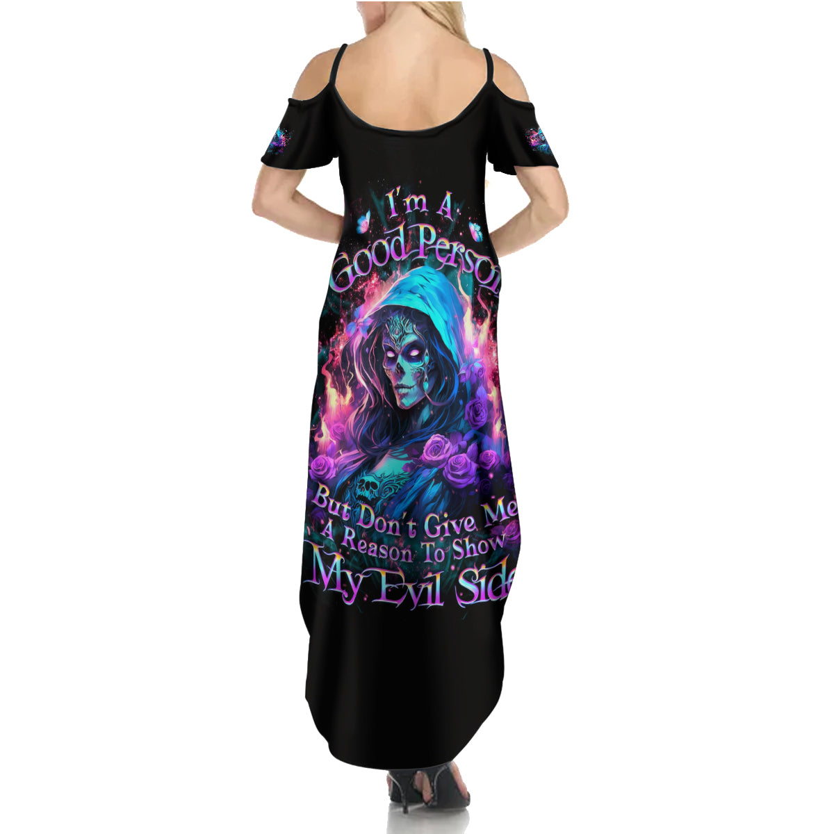 Lady Skull Summer Maxi Dress The Good Girl In Me Got Tired Of The Bullshit - Wonder Print Shop