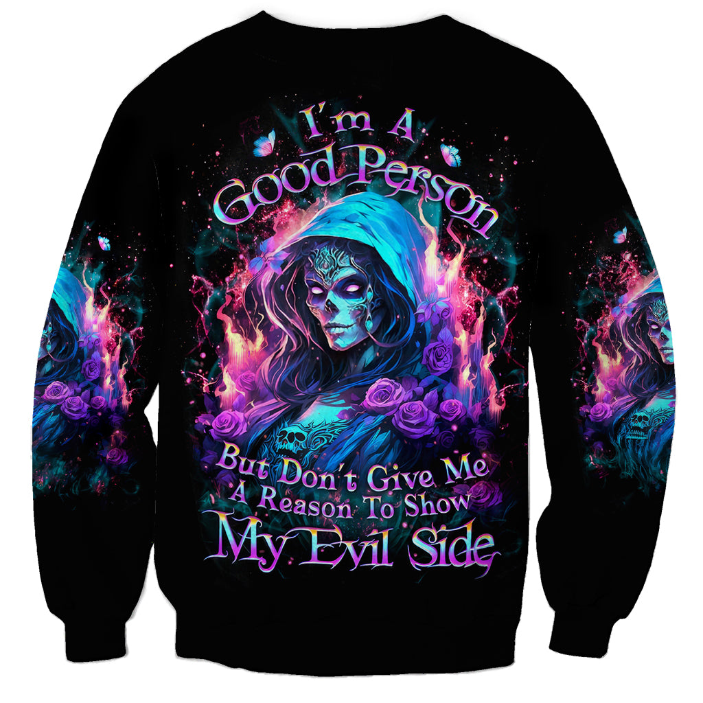 Lady Skull Sweatshirt The Good Girl In Me Got Tired Of The Bullshit - Wonder Print Shop