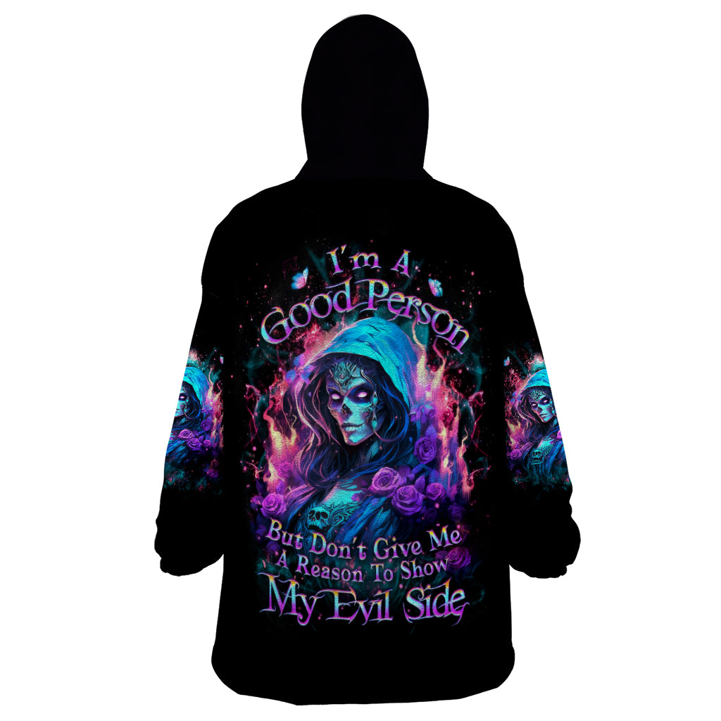 Lady Skull Wearable Blanket Hoodie The Good Girl In Me Got Tired Of The Bullshit - Wonder Print Shop
