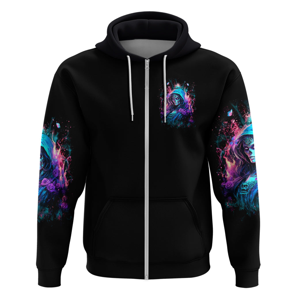 Lady Skull Zip Hoodie The Good Girl In Me Got Tired Of The Bullshit - Wonder Print Shop