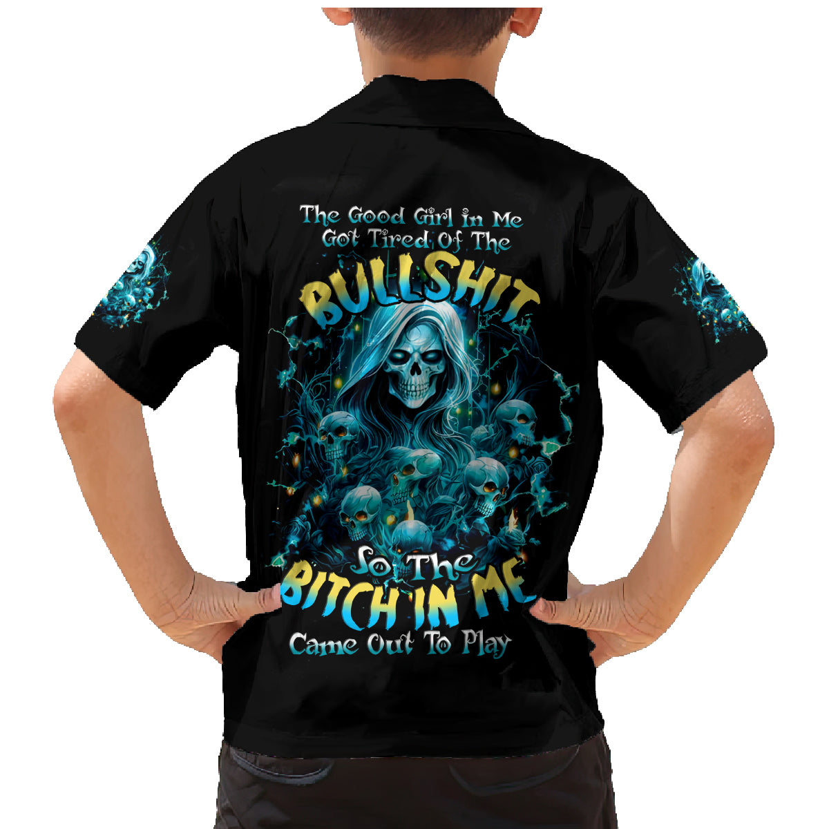 Irsh Girl Skull Family Matching Mermaid Dress and Hawaiian Shirt Drink Up Bitch - Wonder Print Shop