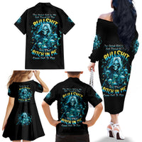 Irsh Girl Skull Family Matching Off Shoulder Long Sleeve Dress and Hawaiian Shirt Drink Up Bitch - Wonder Print Shop