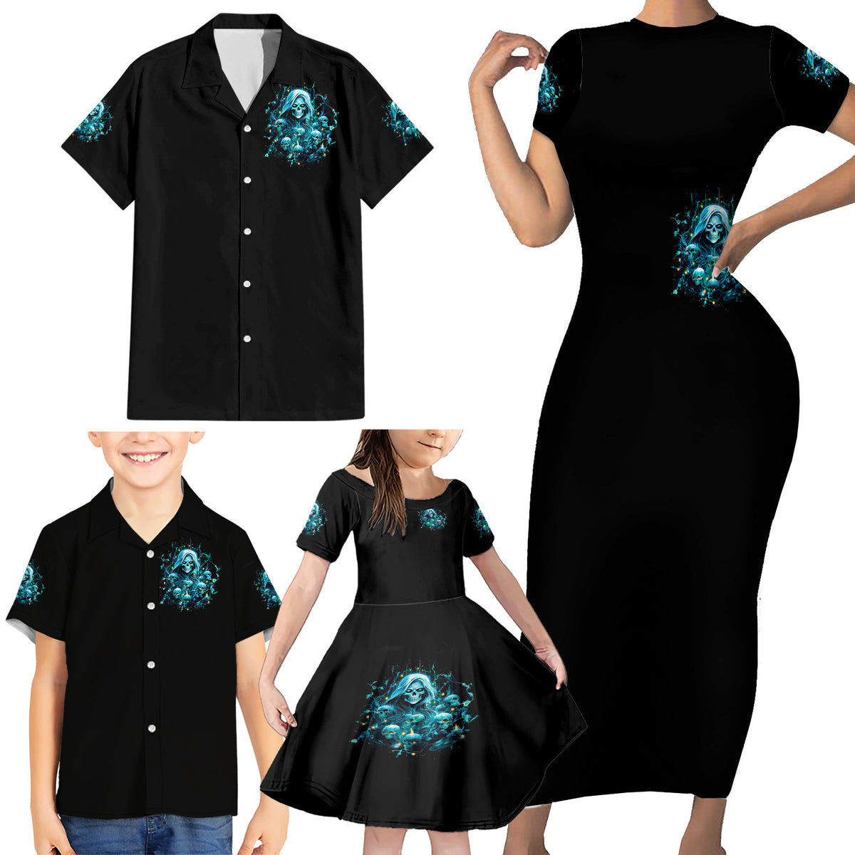 Irsh Girl Skull Family Matching Short Sleeve Bodycon Dress and Hawaiian Shirt Drink Up Bitch - Wonder Print Shop