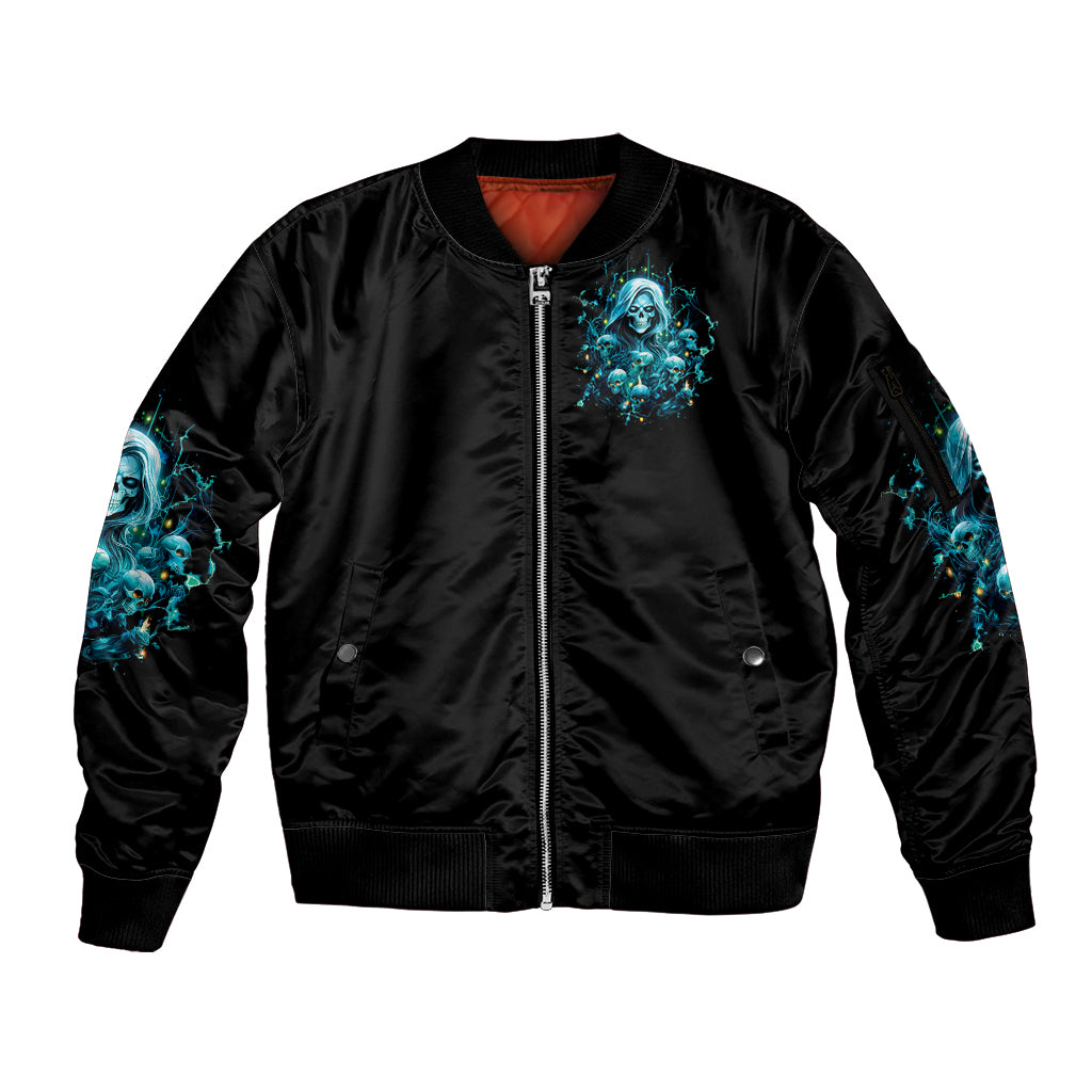 Irsh Girl Skull Sleeve Zip Bomber Jacket Drink Up Bitch - Wonder Print Shop