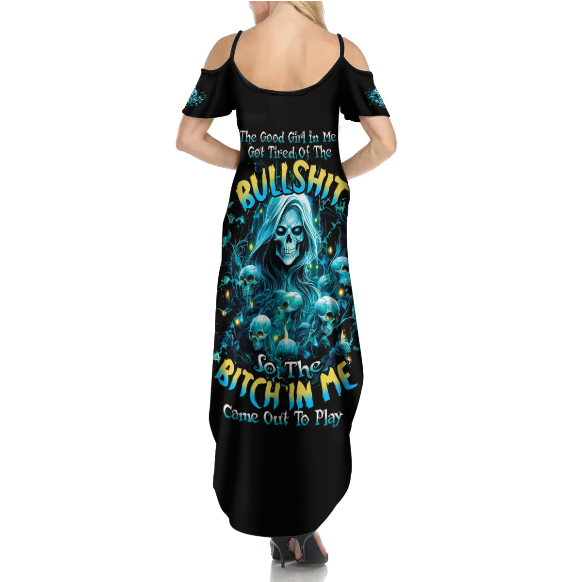 Irsh Girl Skull Summer Maxi Dress Drink Up Bitch - Wonder Print Shop
