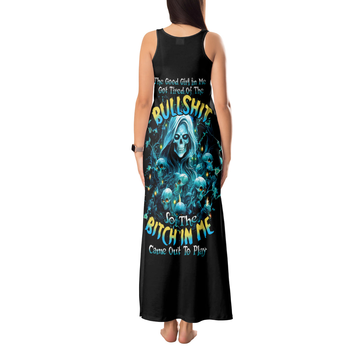 Irsh Girl Skull Tank Maxi Dress Drink Up Bitch - Wonder Print Shop