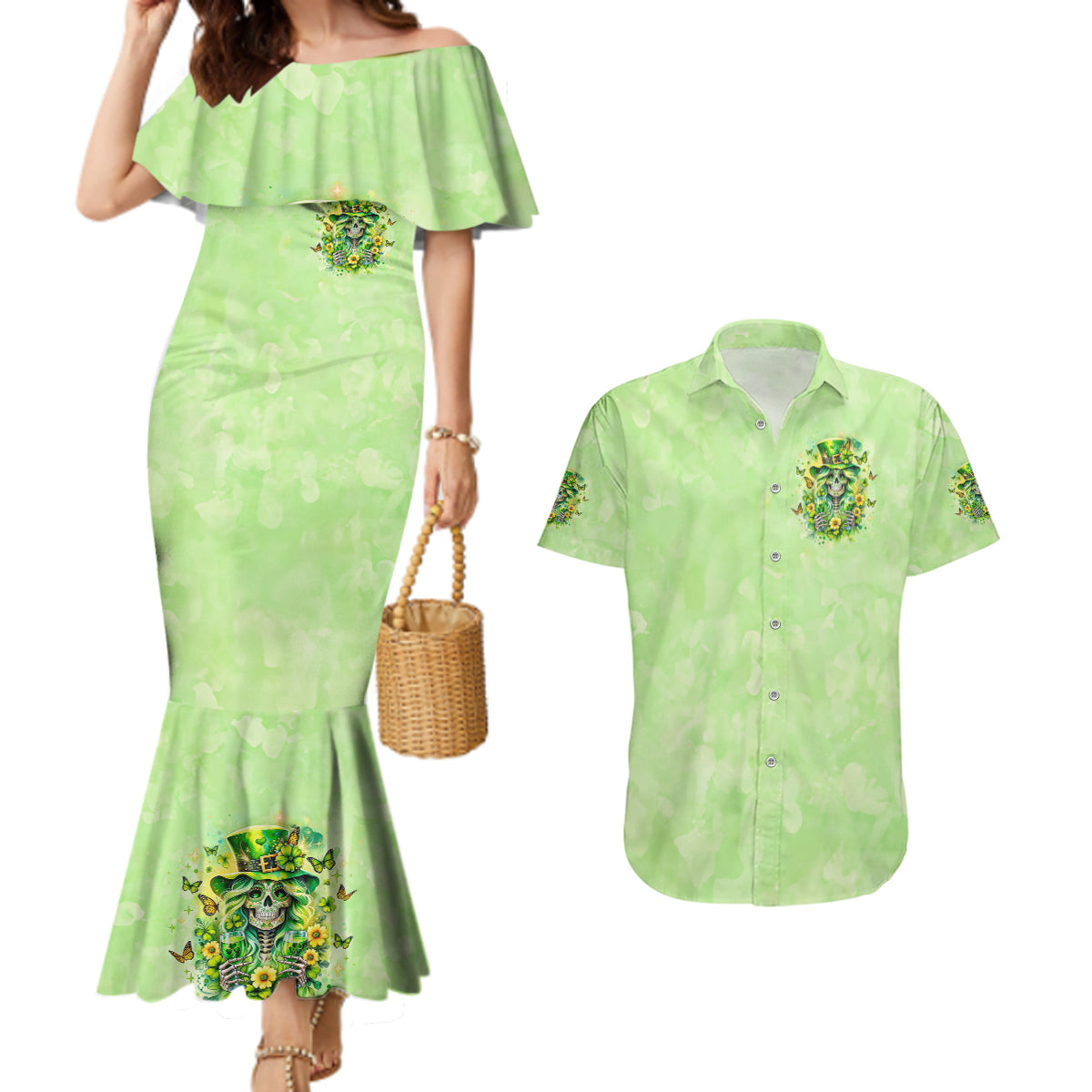 Thunder Skull Couples Matching Mermaid Dress and Hawaiian Shirt I'm Not Anti Social I'm Just Not User Friendly - Wonder Print Shop