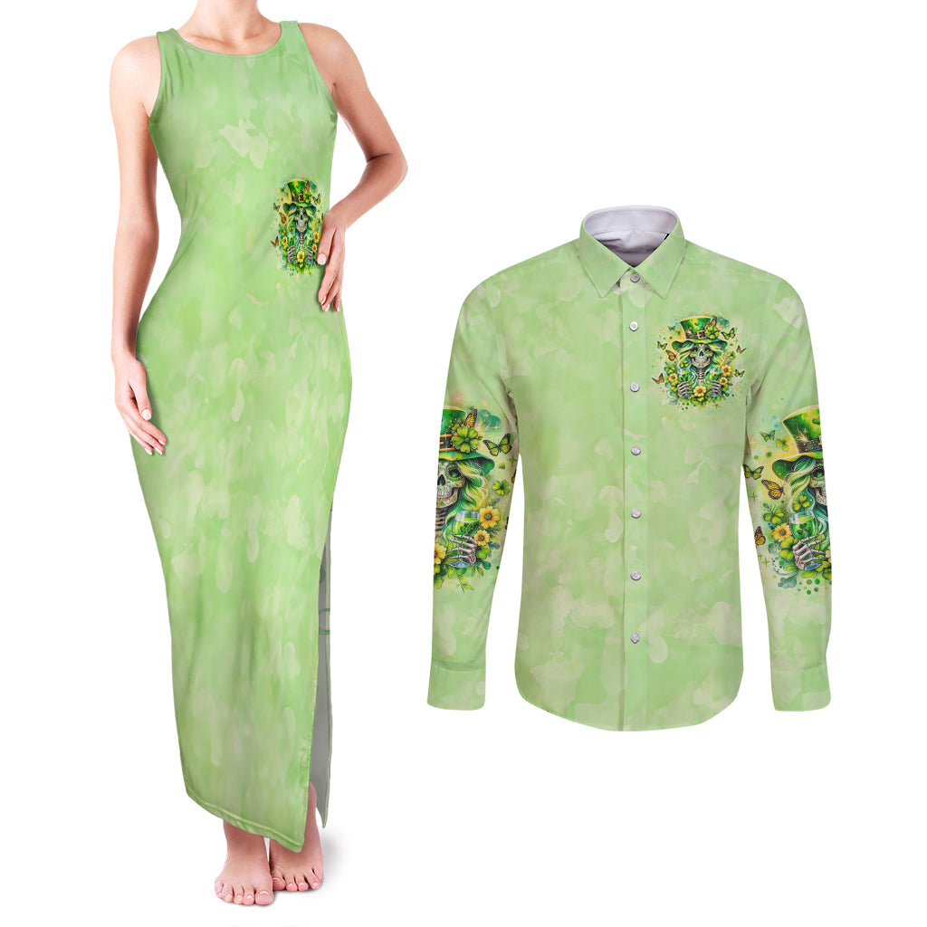 Thunder Skull Couples Matching Tank Maxi Dress and Long Sleeve Button Shirt I'm Not Anti Social I'm Just Not User Friendly - Wonder Print Shop