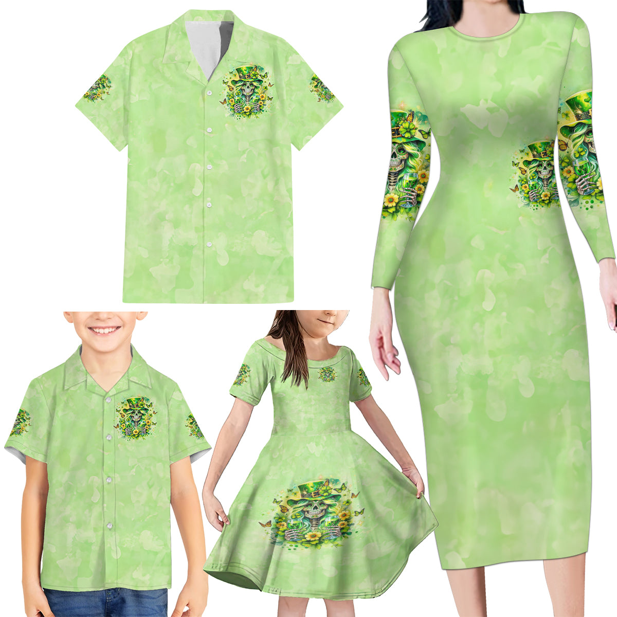 Thunder Skull Family Matching Long Sleeve Bodycon Dress and Hawaiian Shirt I'm Not Anti Social I'm Just Not User Friendly - Wonder Print Shop