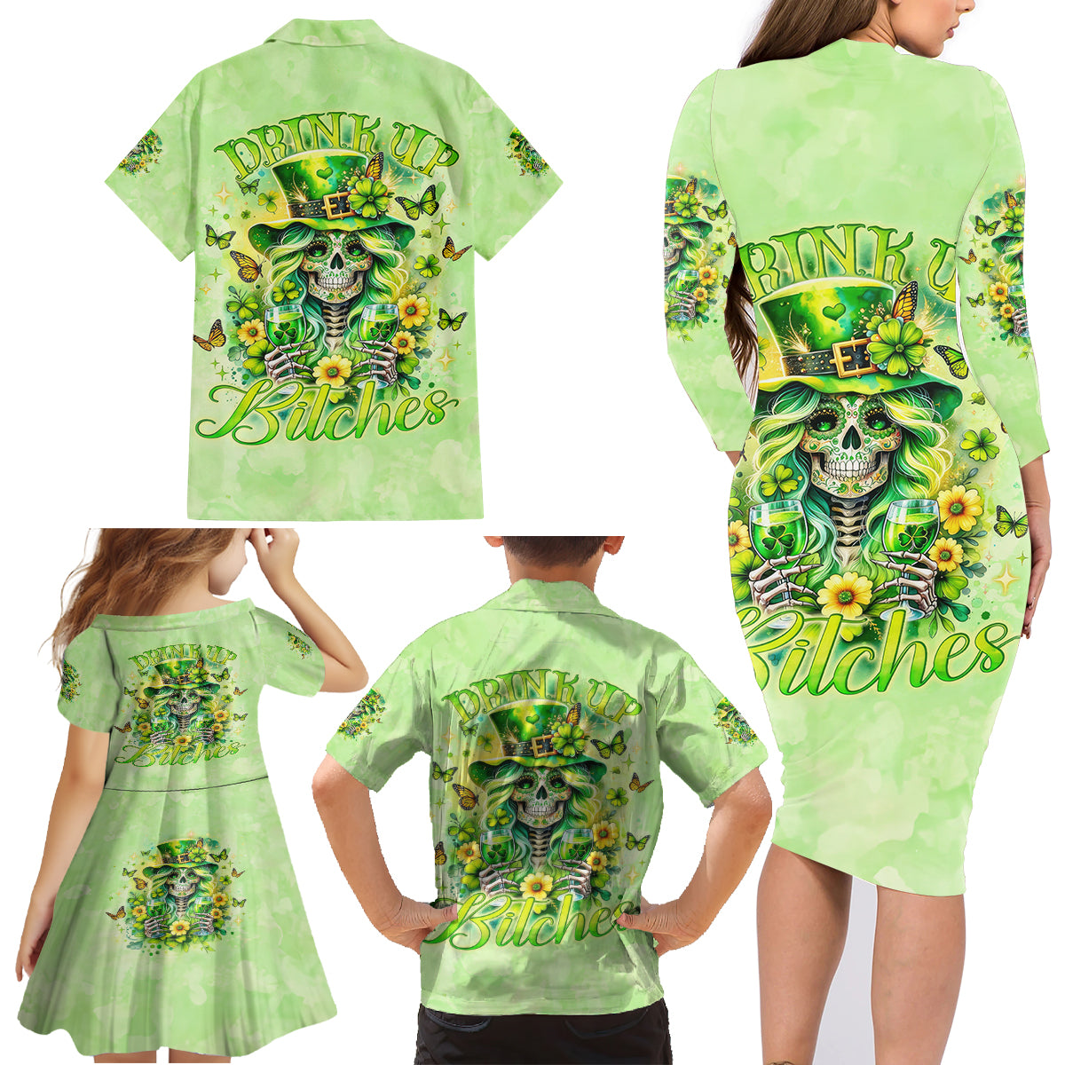 Thunder Skull Family Matching Long Sleeve Bodycon Dress and Hawaiian Shirt I'm Not Anti Social I'm Just Not User Friendly - Wonder Print Shop