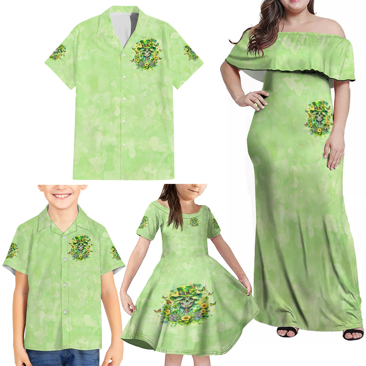 Thunder Skull Family Matching Off Shoulder Maxi Dress and Hawaiian Shirt I'm Not Anti Social I'm Just Not User Friendly - Wonder Print Shop