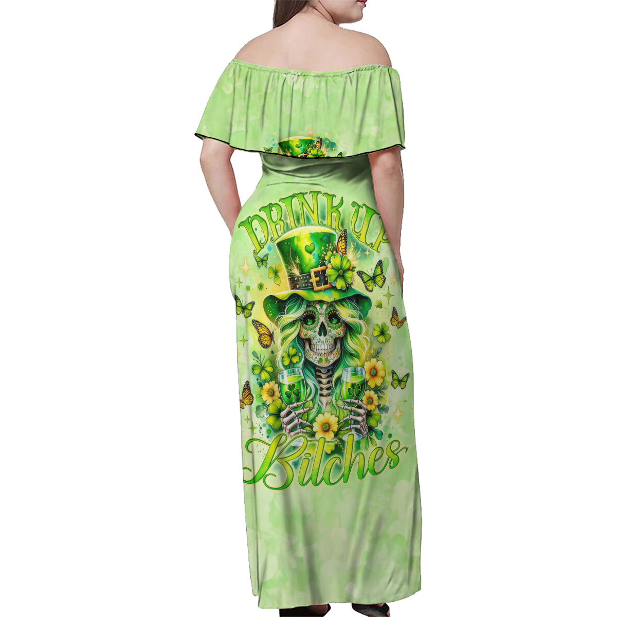 Thunder Skull Family Matching Off Shoulder Maxi Dress and Hawaiian Shirt I'm Not Anti Social I'm Just Not User Friendly - Wonder Print Shop