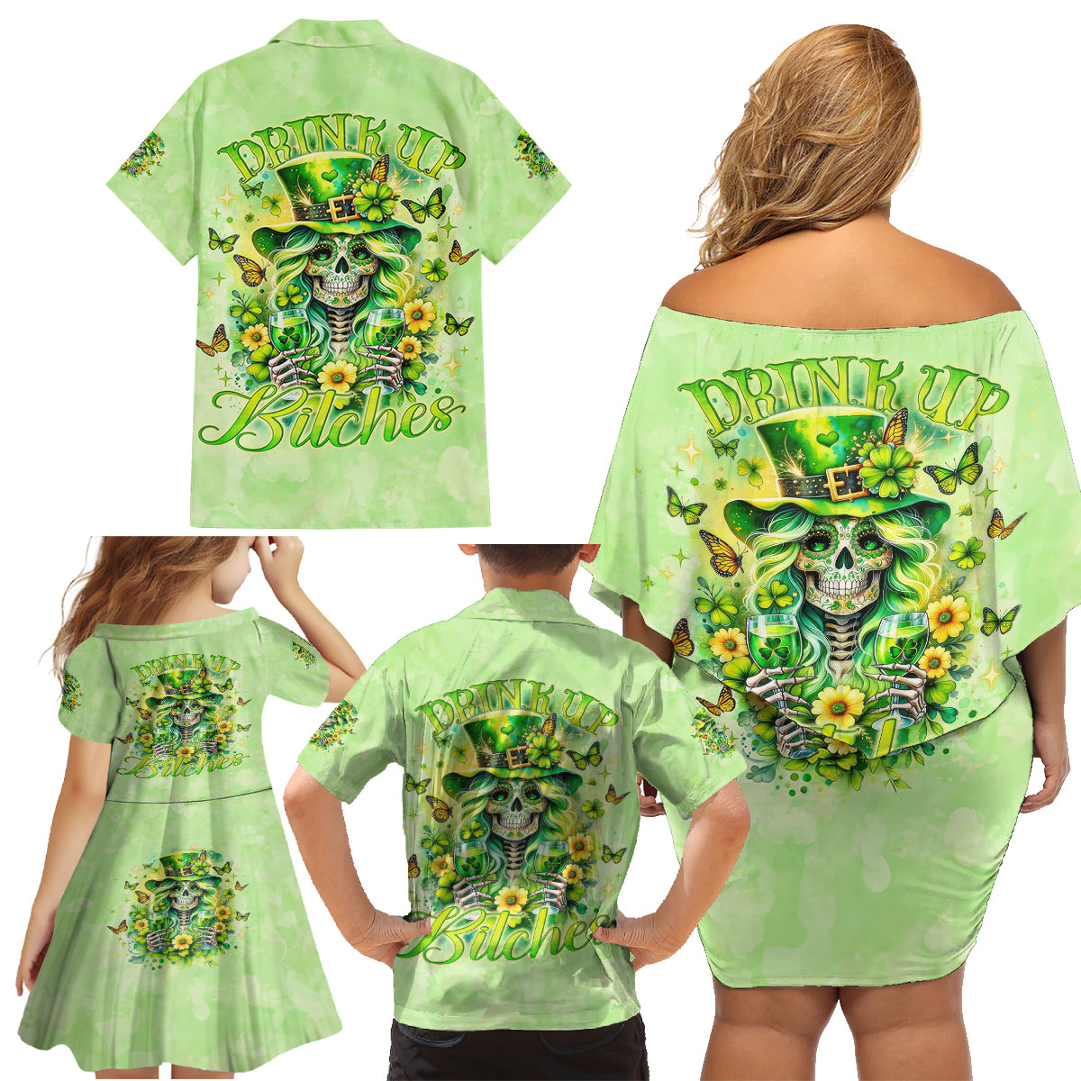 Thunder Skull Family Matching Off Shoulder Short Dress and Hawaiian Shirt I'm Not Anti Social I'm Just Not User Friendly - Wonder Print Shop