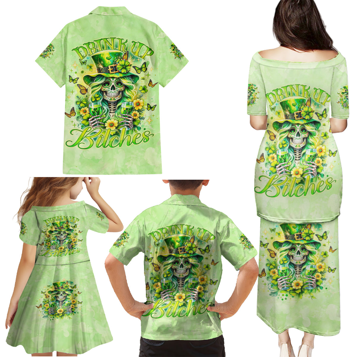 Thunder Skull Family Matching Puletasi and Hawaiian Shirt I'm Not Anti Social I'm Just Not User Friendly - Wonder Print Shop