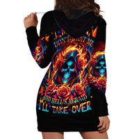 Flame Skull Hoodie Dress Heaven Don't Want Me And Hell's Afraid I'll Take Over - Wonder Print Shop
