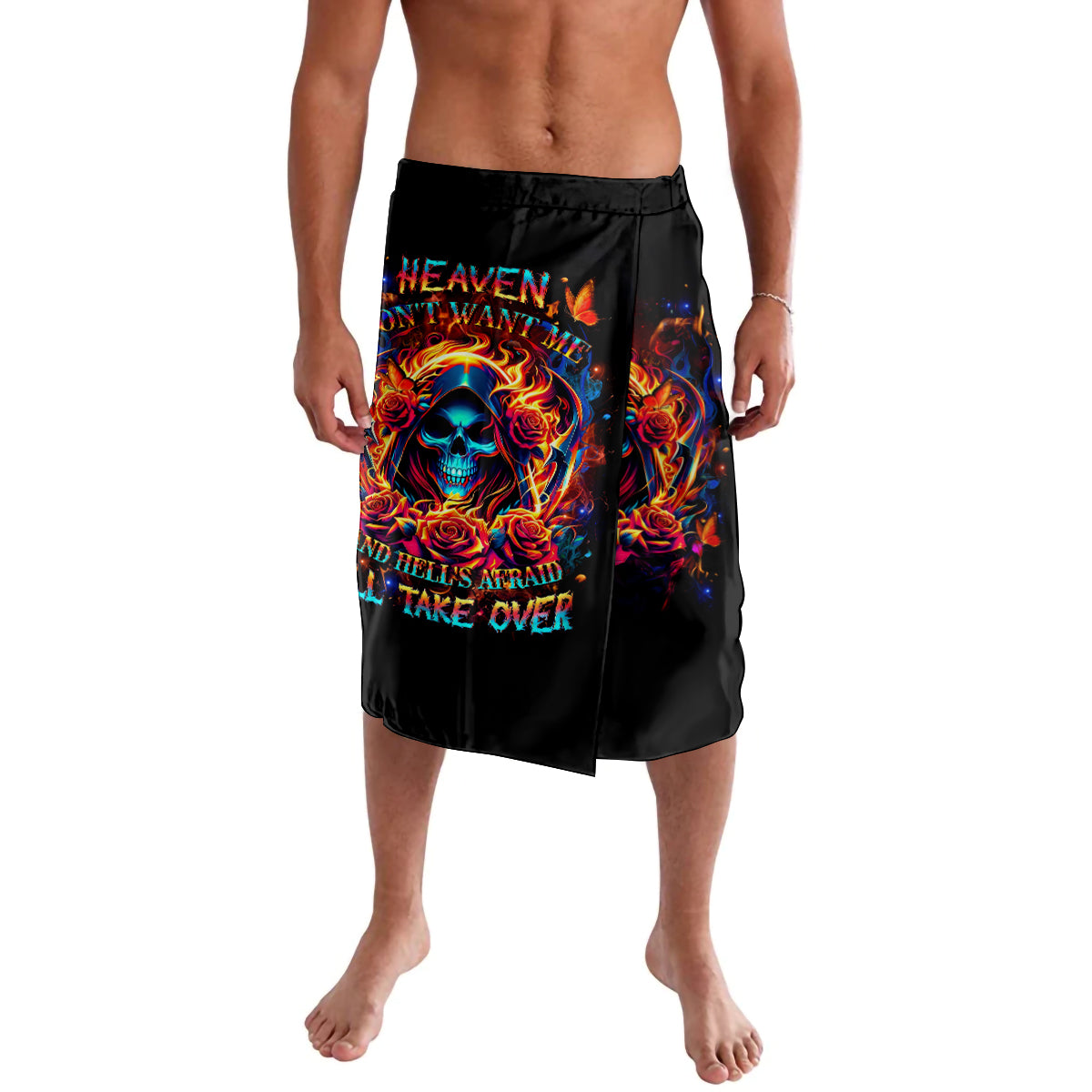 Flame Skull Lavalava Heaven Don't Want Me And Hell's Afraid I'll Take Over - Wonder Print Shop