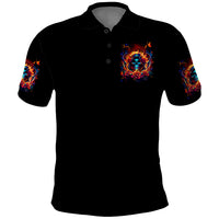 Flame Skull Polo Shirt Heaven Don't Want Me And Hell's Afraid I'll Take Over - Wonder Print Shop