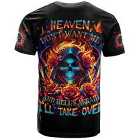 Flame Skull T Shirt Heaven Don't Want Me And Hell's Afraid I'll Take Over - Wonder Print Shop