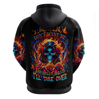 Flame Skull Zip Hoodie Heaven Don't Want Me And Hell's Afraid I'll Take Over - Wonder Print Shop