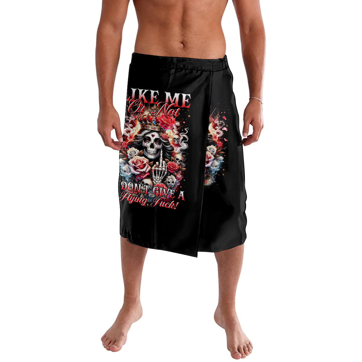 Rose Skull Lavalava Like Me Or Not I Don't Give A Flying Fuck - Wonder Print Shop