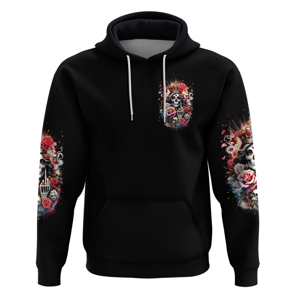 Rose Skull Zip Hoodie Like Me Or Not I Don't Give A Flying Fuck - Wonder Print Shop