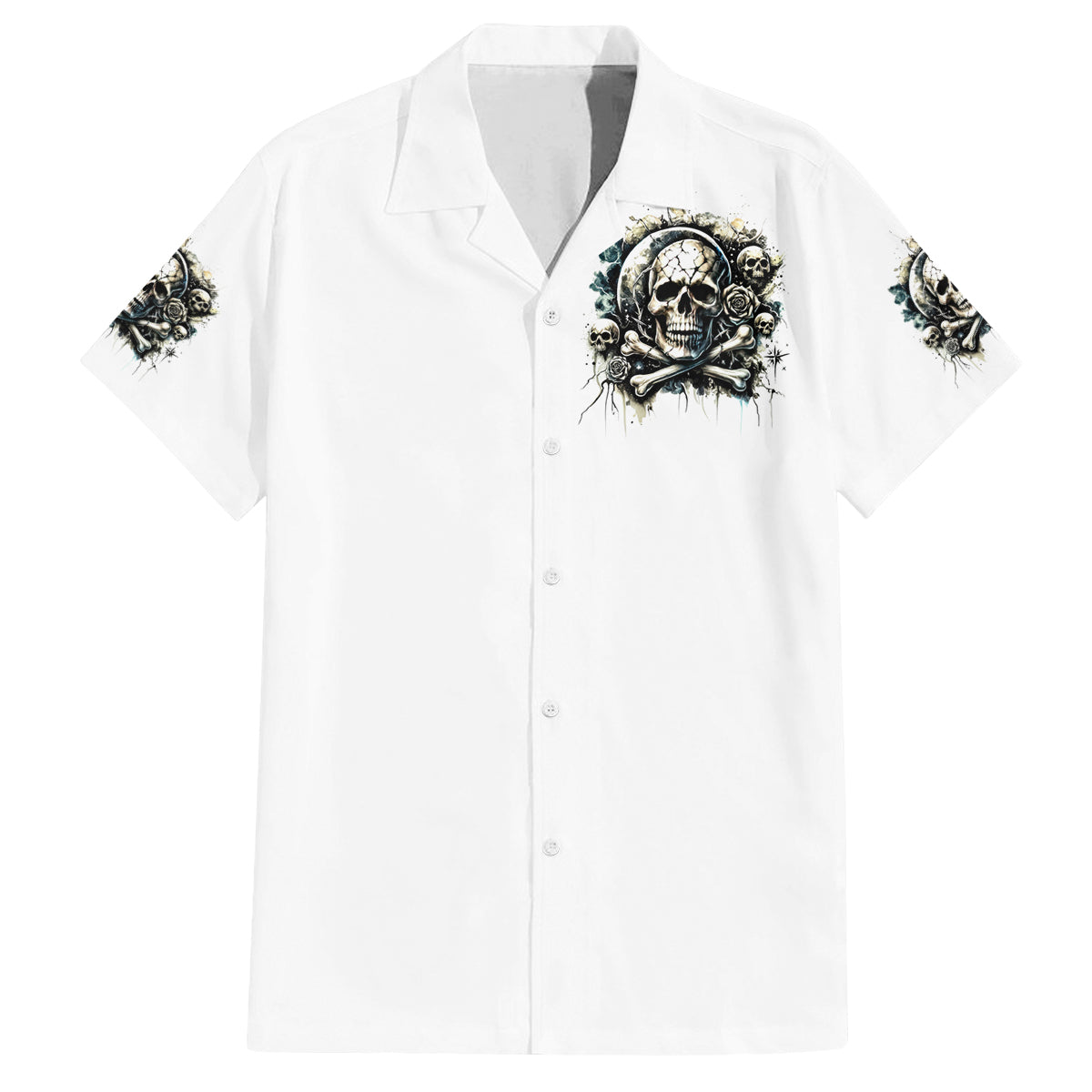 Black Skull Family Matching Off The Shoulder Long Sleeve Dress and Hawaiian Shirt Hello Darkness My Old Friend - Wonder Print Shop