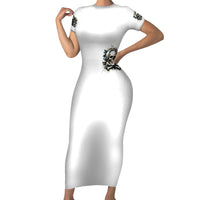 Black Skull Family Matching Short Sleeve Bodycon Dress and Hawaiian Shirt Hello Darkness My Old Friend - Wonder Print Shop