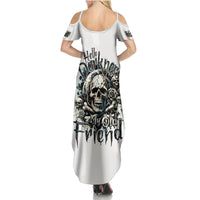 Black Skull Family Matching Summer Maxi Dress and Hawaiian Shirt Hello Darkness My Old Friend - Wonder Print Shop