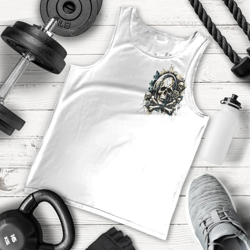 Black Skull Men Tank Top Hello Darkness My Old Friend - Wonder Print Shop