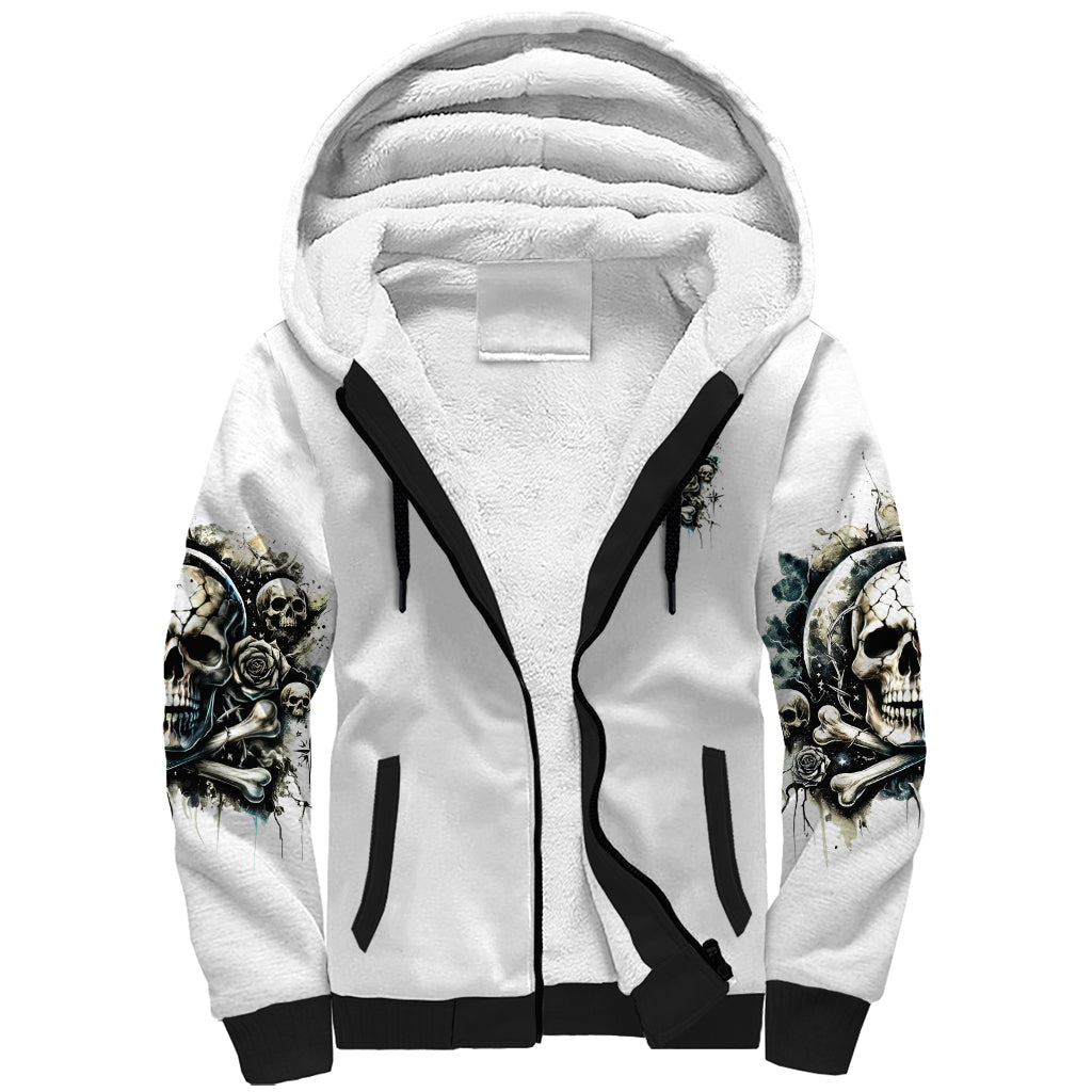 Black Skull Sherpa Hoodie Hello Darkness My Old Friend - Wonder Print Shop