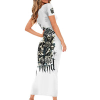 Black Skull Short Sleeve Bodycon Dress Hello Darkness My Old Friend - Wonder Print Shop