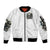 Black Skull Sleeve Zip Bomber Jacket Hello Darkness My Old Friend - Wonder Print Shop