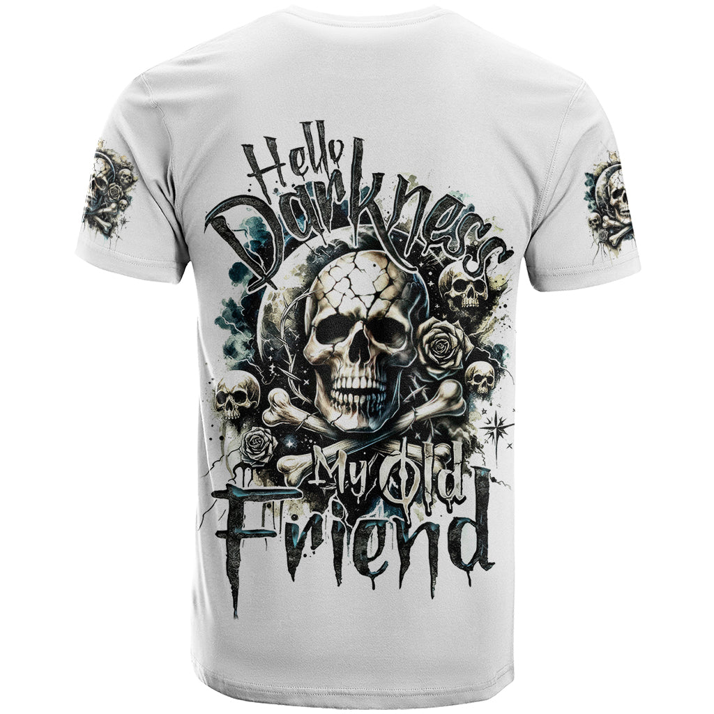 Black Skull T Shirt Hello Darkness My Old Friend - Wonder Print Shop