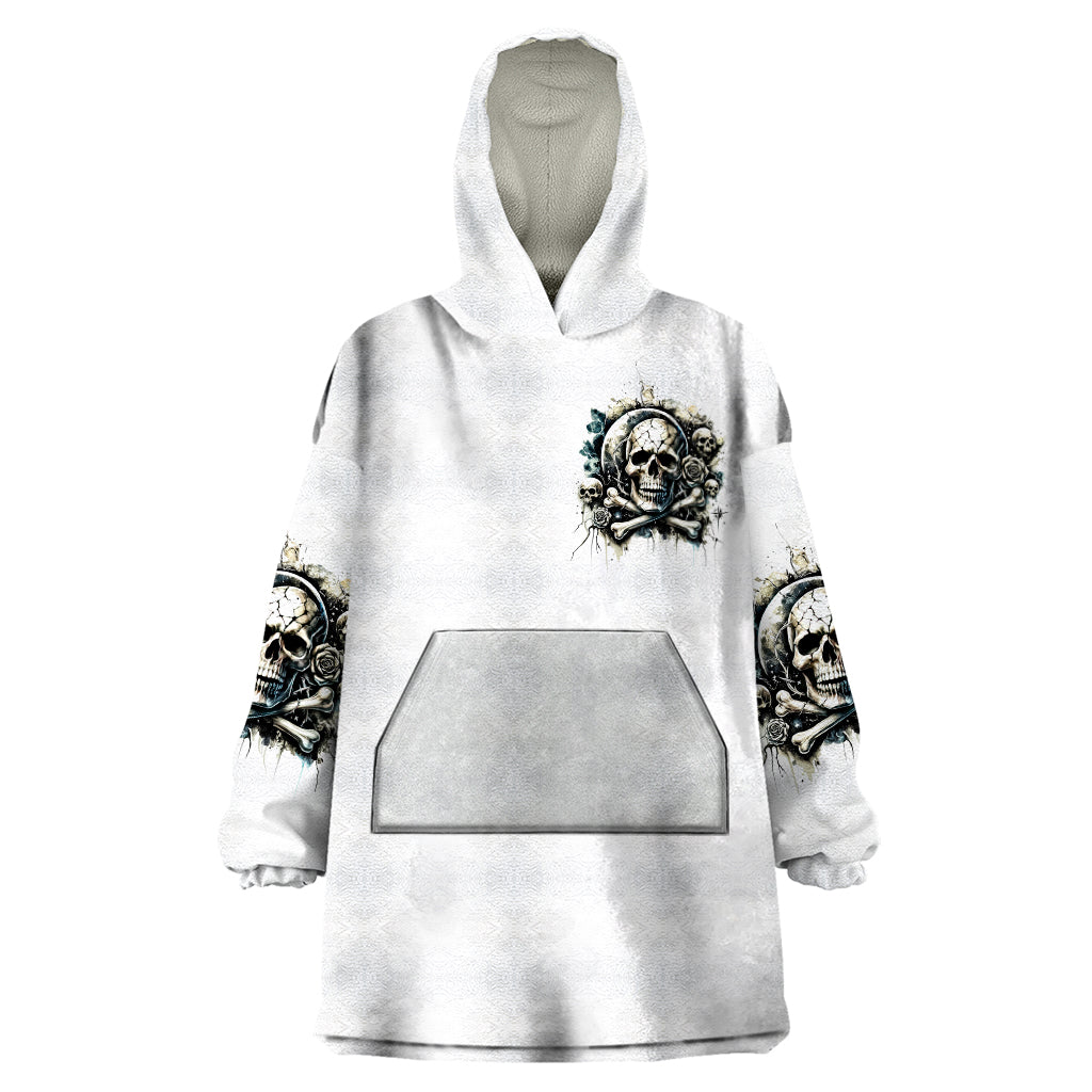 Black Skull Wearable Blanket Hoodie Hello Darkness My Old Friend - Wonder Print Shop