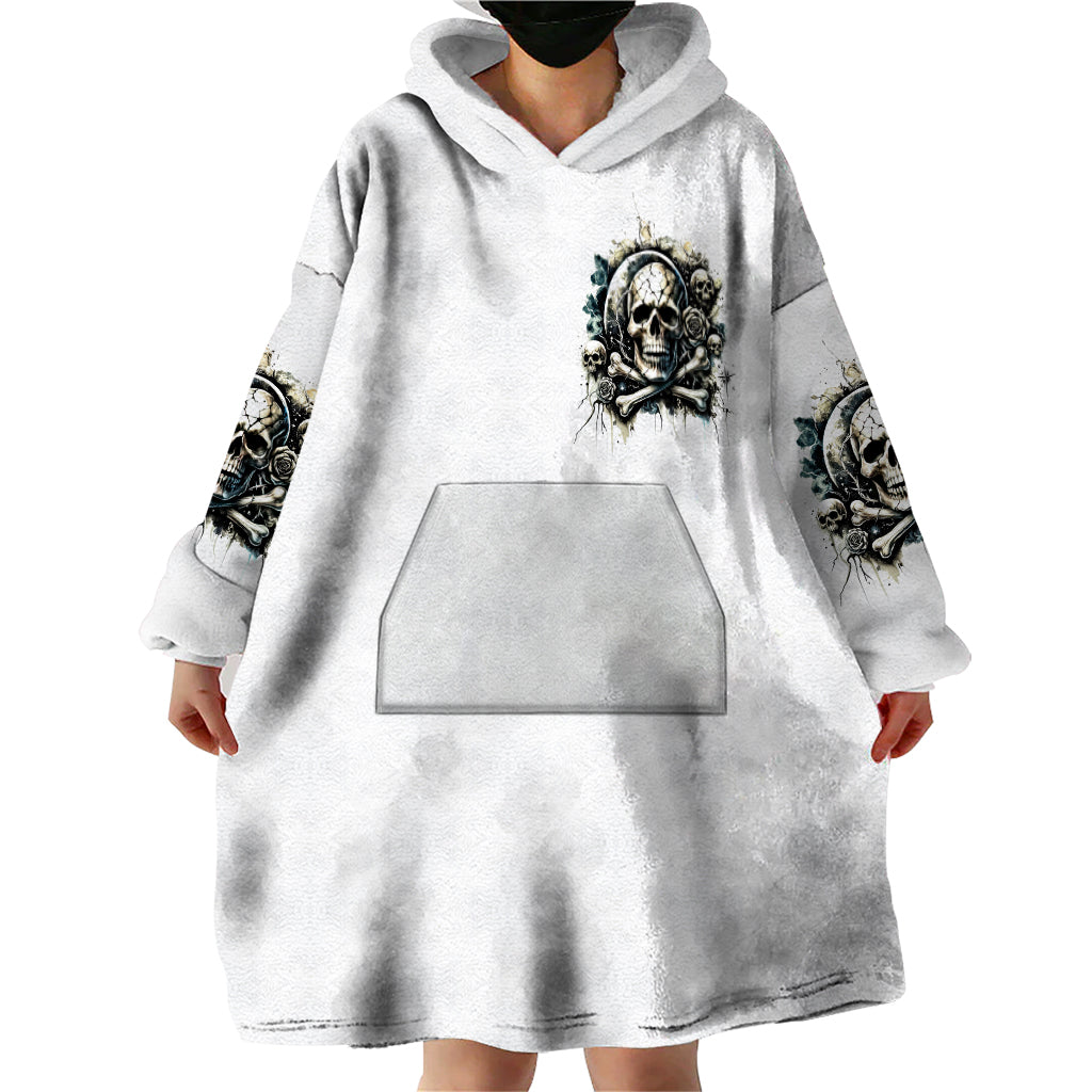 Black Skull Wearable Blanket Hoodie Hello Darkness My Old Friend - Wonder Print Shop