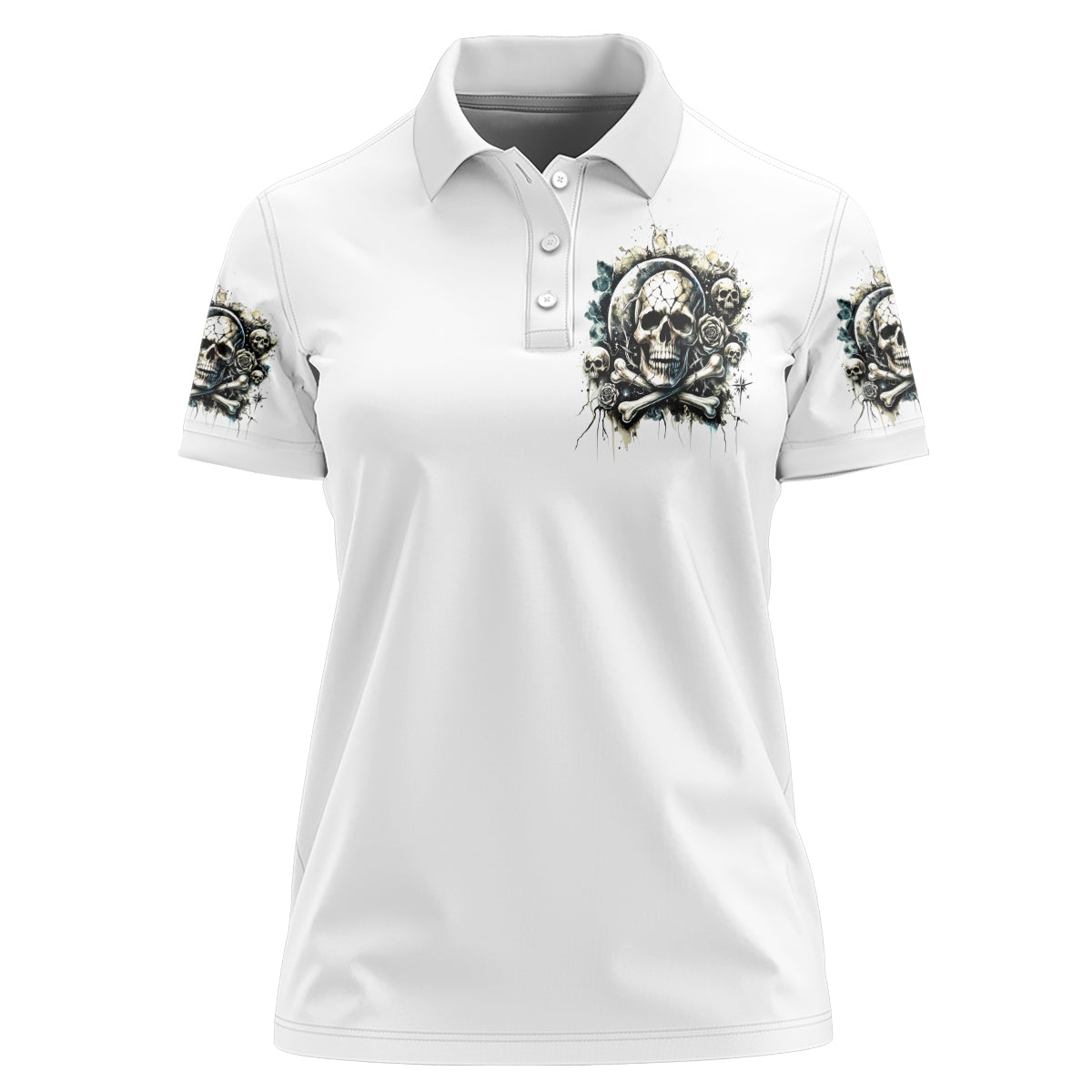 Black Skull Women Polo Shirt Hello Darkness My Old Friend - Wonder Print Shop