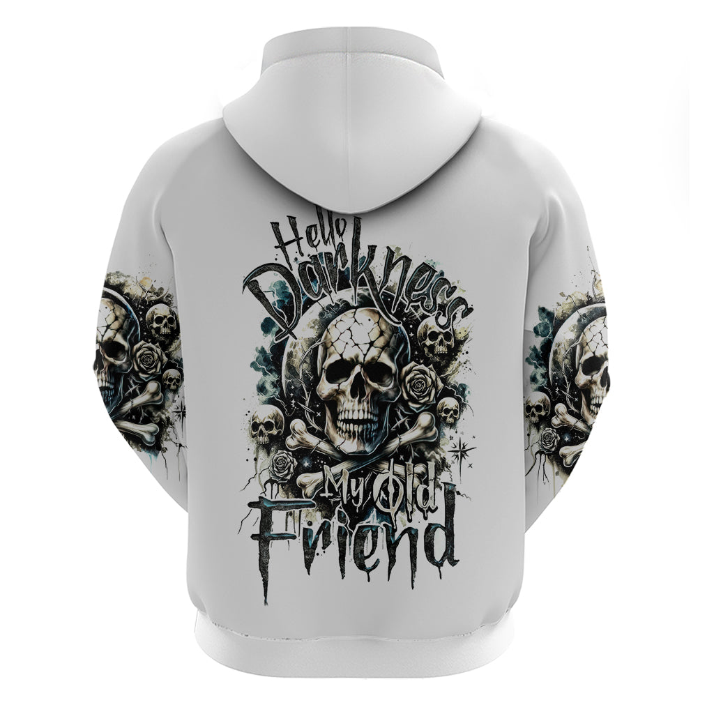 Black Skull Zip Hoodie Hello Darkness My Old Friend - Wonder Print Shop
