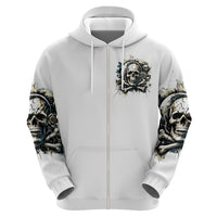 Black Skull Zip Hoodie Hello Darkness My Old Friend - Wonder Print Shop