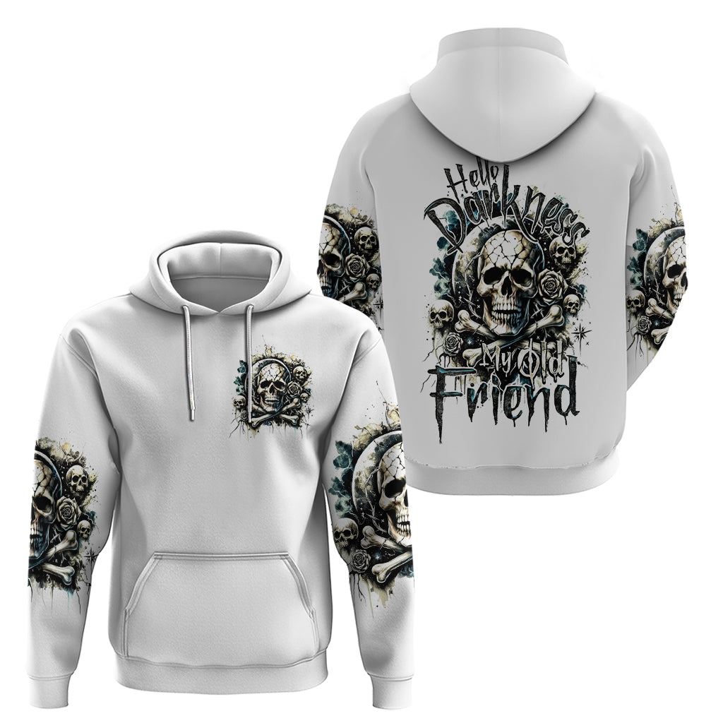 Black Skull Zip Hoodie Hello Darkness My Old Friend - Wonder Print Shop