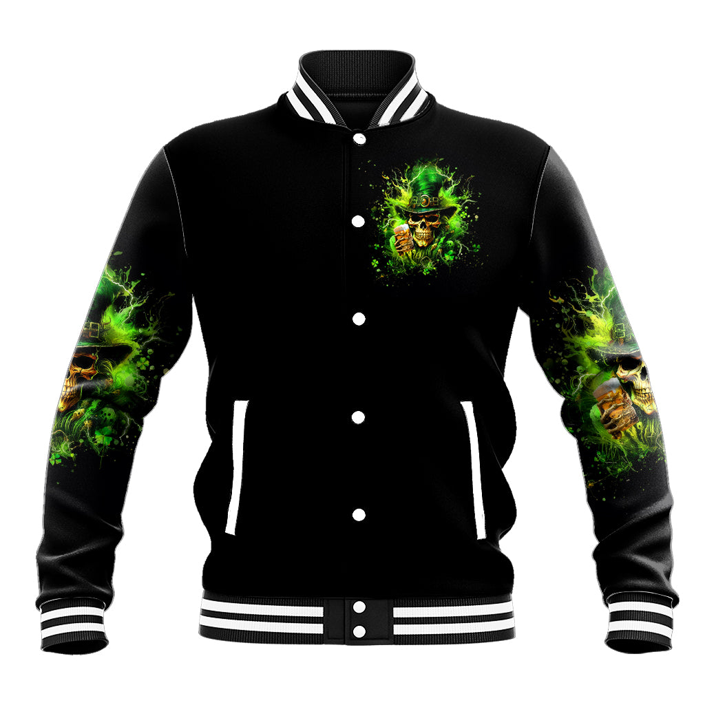 Irish Skull Baseball Jacket The Devil Whispered To Me I'm Coming For You I Whisper Back Bring Beer - Wonder Print Shop